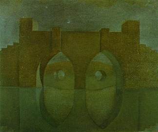 无题(倒影桥;双像图草图(未完成) Untitled (Bridge with Reflections; sketch for a dual image picture, unfinished) (1980)，萨尔瓦多·达利