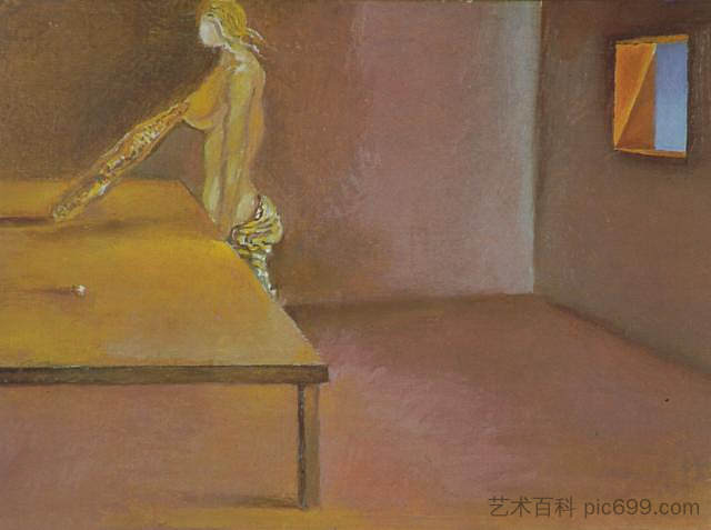 无题 - 加泰罗尼亚面包的女性形象 Untitled - Female Figure with Catalonian Bread (1932)，萨尔瓦多·达利