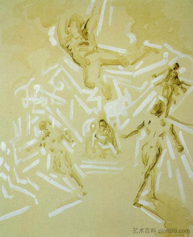 无题(人物、圣母像、灾难征兆) Untitled (Figures, Pieta, Catastrophic Signs) (1983)，萨尔瓦多·达利