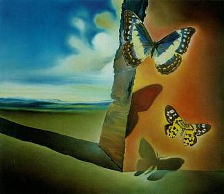 无题(蝴蝶景观) Untitled (Landscape with Butterflies) (c.1956)，萨尔瓦多·达利