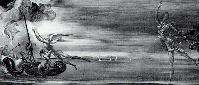 无题 - 海洋寓言场景 Untitled - Scene with Marine Allegory (1945)，萨尔瓦多·达利