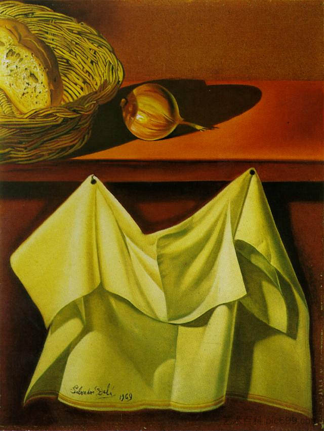 无题(白布静物) Untitled (Still Life with White Cloth) (1969)，萨尔瓦多·达利