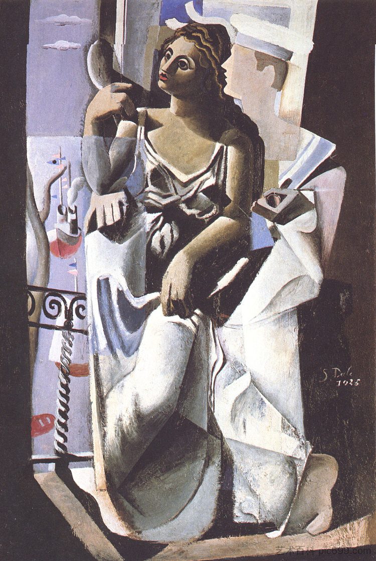 维纳斯和水手(向萨尔瓦特-帕帕塞特致敬) Venus and Sailor (Homage to Salvat-Papasseit) (1925),萨尔瓦多·达利