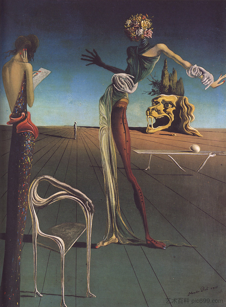 玫瑰头的女人 Woman with a Head of Roses (1935),萨尔瓦多·达利