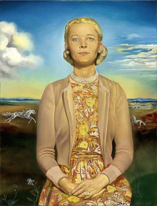 温斯顿·弗雷德里克·丘吉尔夫人画像(1958) Portrait of De Madame Winston Frederick Churchill Guest(1958) (1958)，萨尔瓦多·达利