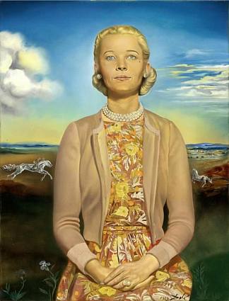 温斯顿·弗雷德里克·丘吉尔夫人画像(1958) Portrait of  De Madame Winston Frederick Churchill Guest(1958) (1958)，萨尔瓦多·达利