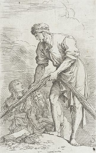 一个拖网的男人 a Man Hauling a Net (1657)，萨尔瓦托雷·罗莎
