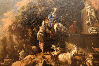 喷泉旁的牧羊人，骑士和牛群的景观 Paesaggio Con Pastori, Cavaliere E Armenti Presso Una Fontana (1673)，萨尔瓦托雷·罗莎
