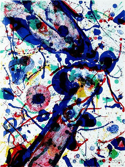 无题,摘自米歇尔·瓦尔德伯格的《天空中的诗》 Untitled, from Michel Waldberg's Poèmes dans le ciel (1986),山姆·弗朗西斯