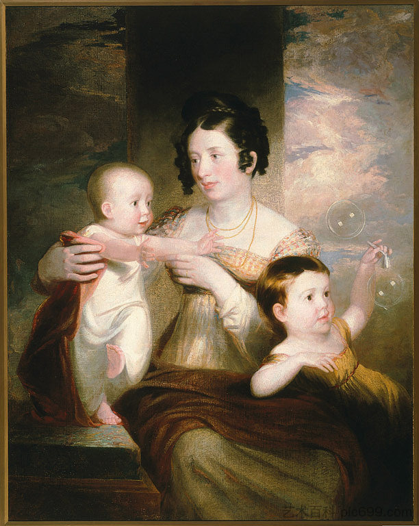 莫尔斯夫人和两个孩子的肖像 Portrait of Mrs. Morse and Two Children (1824)，塞缪尔·莫尔斯