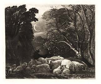 晚上，由韦尔比·谢尔曼雕刻 Evening, engraved by Welby Sherman (1834)，塞缪尔·帕默