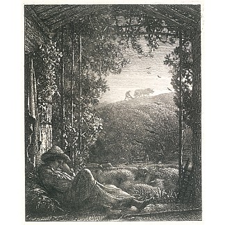 沉睡的牧羊人 – 清晨 The Sleeping Shepherd – Early Morning (1854)，塞缪尔·帕默