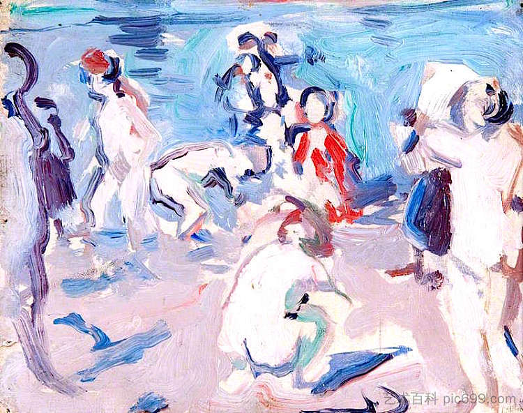 泳客 （埃塔普勒斯） Bathers (Étaples) (1906)，塞缪尔·佩普卢