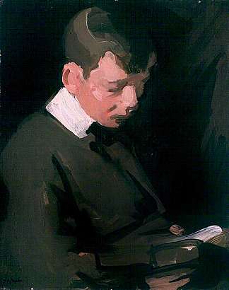 Boy Reading（The Artist’s Son） Boy Reading (The Artist’s Son) (1903)，塞缪尔·佩普卢