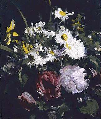 深色背景下的花朵 Flowers against a Dark Background (1899)，塞缪尔·佩普卢
