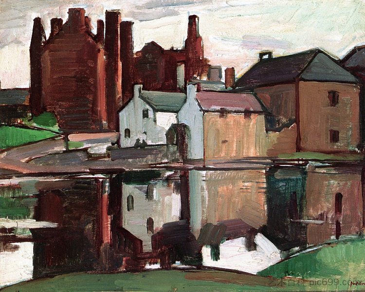 柯克库德布赖特城堡，倒影 Kirkcudbright Castle, Reflections (1916)，塞缪尔·佩普卢