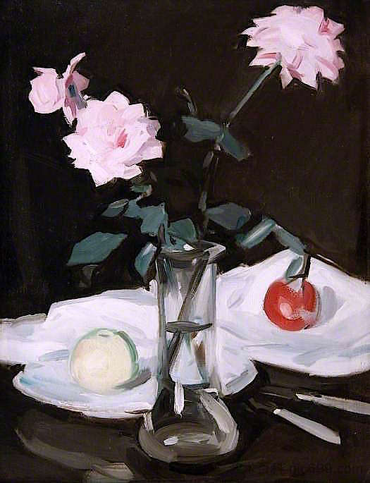 静物，粉红玫瑰 Still Life, Pink Roses (1926)，塞缪尔·佩普卢