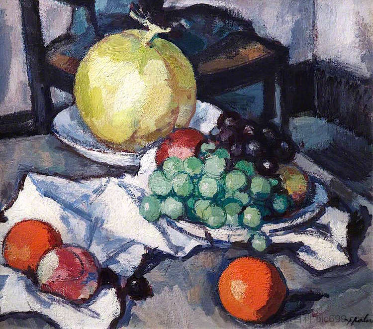 甜瓜和葡萄的静物 Still Life with Melon and Grapes,塞缪尔·佩普卢