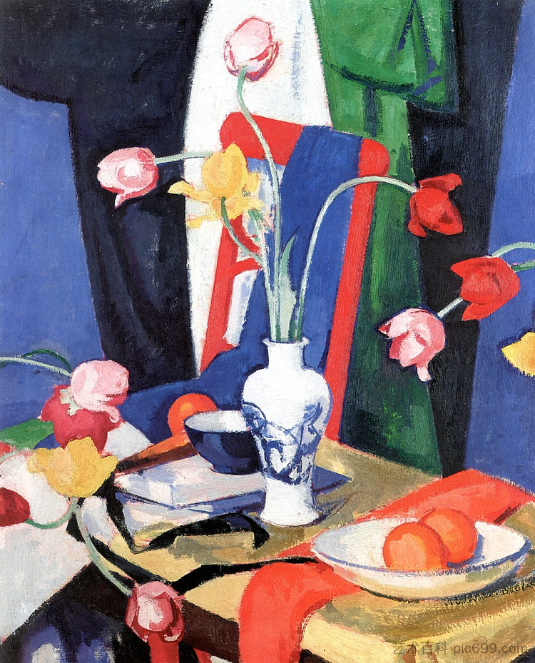 郁金香静物 Still Life with Tulips (1919)，塞缪尔·佩普卢