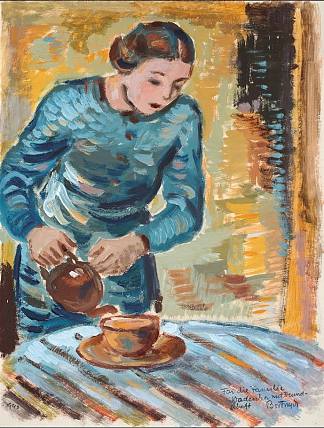 桑多尔·博尔特尼克，倒茶女，1940年 Bortnyik Sándor, Teát Öntő Nő 1940，桑德·博特尼克