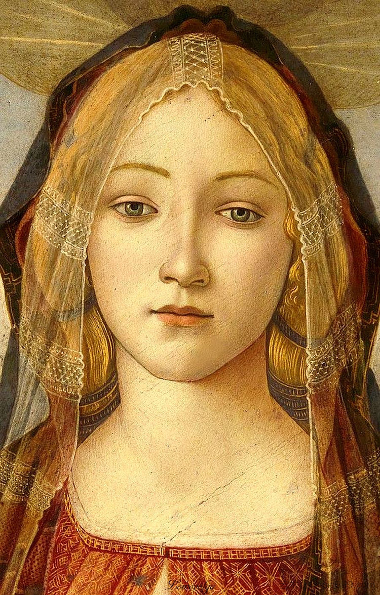 圣母子与圣约翰和天使中的圣母子 The Virgin from The Virgin and Child with Saint John and an Angel (c.1490; Florence,Italy  )，山德罗·波提切利