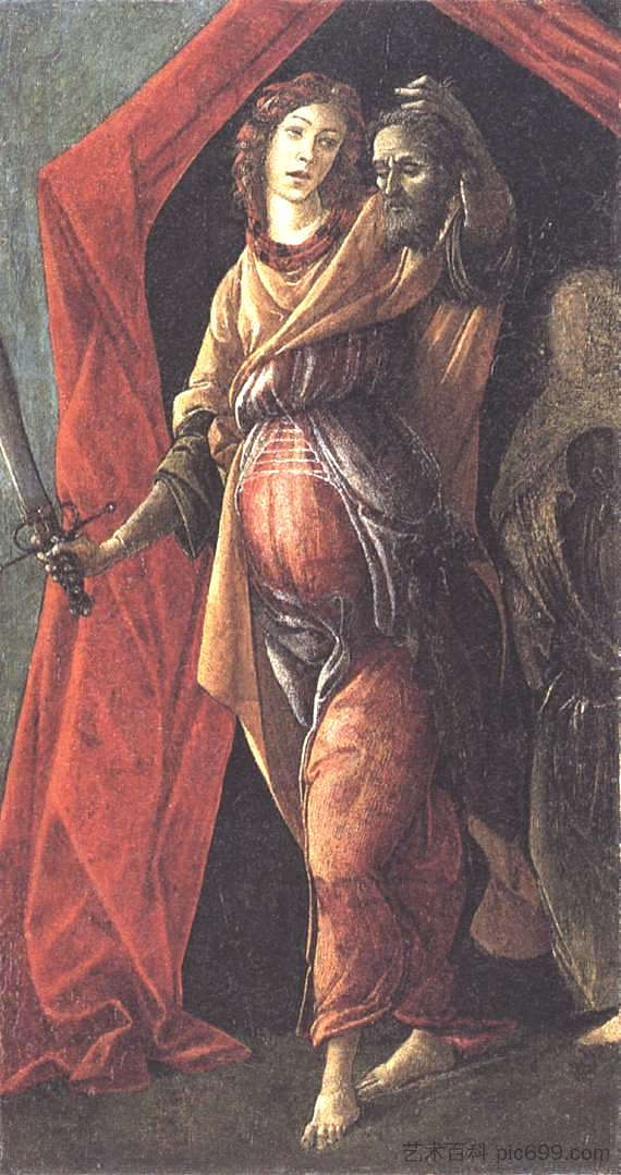 朱迪思离开霍洛弗内斯的帐篷 Judith Leaving the Tent of Holofernes (1495 - 1500)，山德罗·波提切利