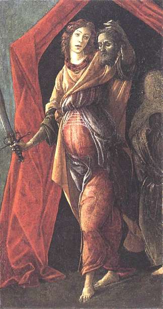 朱迪思离开霍洛弗内斯的帐篷 Judith Leaving the Tent of Holofernes (1495 – 1500)，山德罗·波提切利