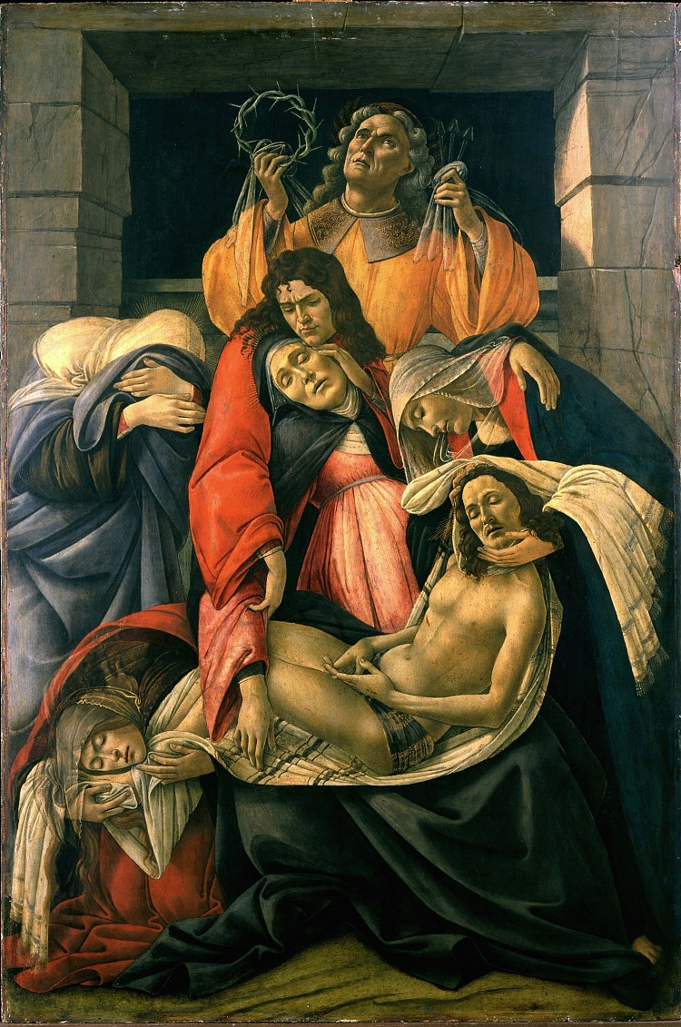 与圣徒一起哀悼死去的基督 Lamentation over the Dead Christ with Saints (c.1490 - c.1495)，山德罗·波提切利
