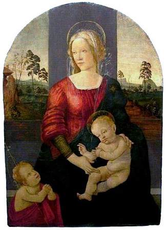 麦当娜和孩子与施洗者圣约翰 Madonna and Child with St. John the Baptist，山德罗·波提切利