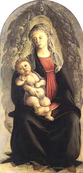 麦当娜与六翼天使的荣耀 Madonna in Glory with Seraphim (1470)，山德罗·波提切利