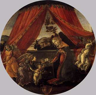 麦当娜与孩子和三个天使 Madonna with Child and Three Angels (c.1493)，山德罗·波提切利