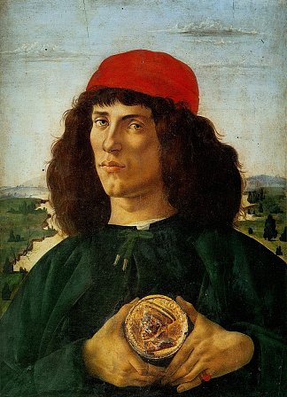 一个拥有科西莫勋章的人的肖像 Portrait of a Man with the Medal of Cosimo (1474)，山德罗·波提切利