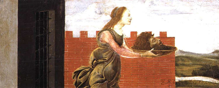 莎乐美与施洗者圣约翰的头 Salome with the Head of St John the Baptist (c.1488)，山德罗·波提切利