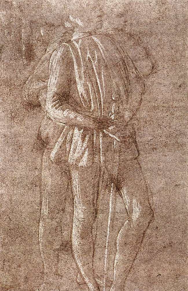 对两个站立人物的研究 Study of two standing figures (c.1475)，山德罗·波提切利