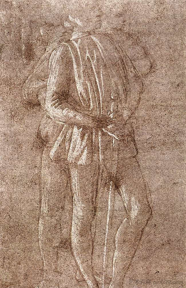 对两个站立人物的研究 Study of two standing figures (c.1475)，山德罗·波提切利