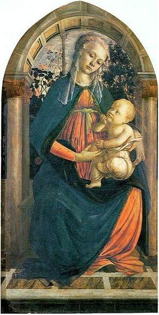 玫瑰圣母 The Madonna of the Roses (c.1470)，山德罗·波提切利