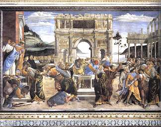 对可拉、达森和亚比拉姆的惩罚 The Punishment of Korah, Dathan and Abiram (1481)，山德罗·波提切利