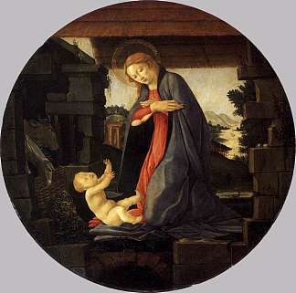 圣母崇拜孩子 The Virgin Adoring the Child (c.1490)，山德罗·波提切利