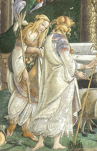 摩西的青春（局部） The Youth of Moses (detail) (1481 – 1482)，山德罗·波提切利