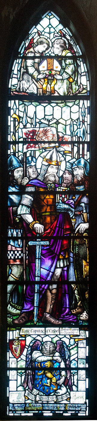 卡舍尔国王科马克（King Cormac of Cashel）担任主教、战士和抄写员。都柏林圣帕特里克大教堂 King Cormac of Cashel as Bishop, Warrior and Scribe. St. Patrick’s Cathedral in Dublin (c.1906)，莎拉·普瑟