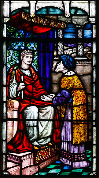 洛赫里亚圣布伦丹大教堂。本丢彼拉多的场景 Loughrea St. Brendan’s Cathedral. Scene with Pontius Pilate (c.1908)，莎拉·普瑟