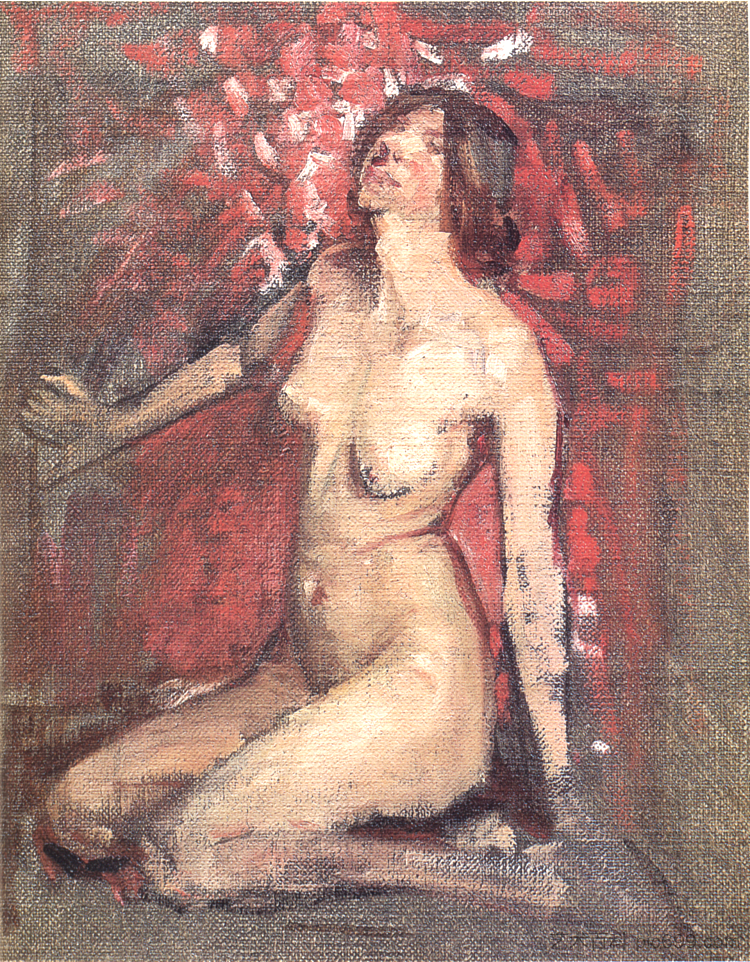 坐着的裸体，头向后仰（凯瑟琳·科尔尼） Seated Nude with Her Head Thrown Back (Kathleen Kearney) (1923)，莎拉·普瑟