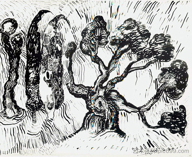 三棵杨树和桑树 Three poplars and mulberry trees (1974; Azerbaijan  )，萨特尔·拜赫勒萨德