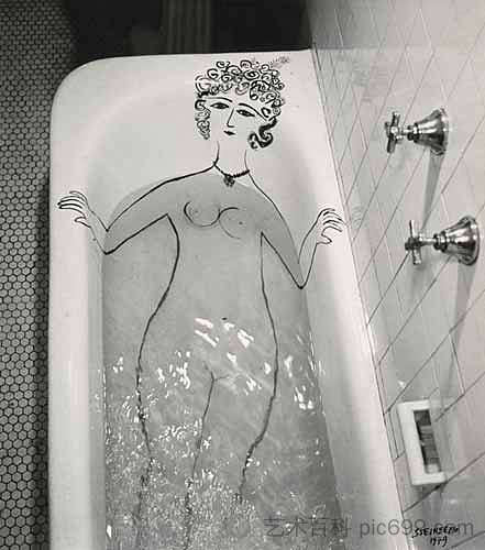 浴缸里的女孩 Girl in Bathtub (1949)，索尔·斯坦伯格