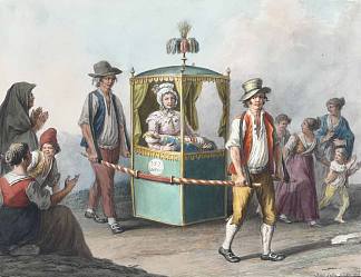 那不勒斯助产士抱着婴儿受洗 Neapolitan midwife carrying the baby for baptism (1822)，萨维里奥德拉加塔