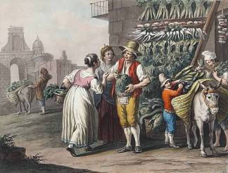 那不勒斯蔬菜水果商的摊位 Stall of the Neapolitan greengrocer (1823)，萨维里奥德拉加塔