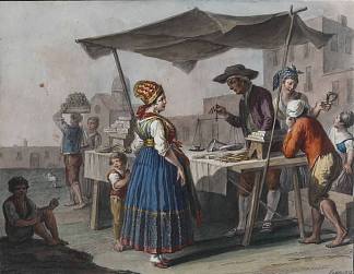 那不勒斯牛轧糖卖家 The Neapolitan nougat seller (1823)，萨维里奥德拉加塔