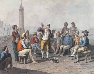 码头上的里纳尔多的歌唱 Rinaldo’s cantor on the pier (1823)，萨维里奥德拉加塔