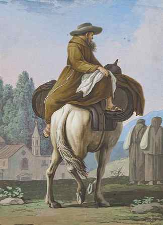 和尚与桶在马上 Monk with barrels on horse (1799)，萨维里奥德拉加塔