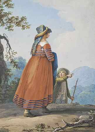 女人与男孩 Woman with boy (1799)，萨维里奥德拉加塔